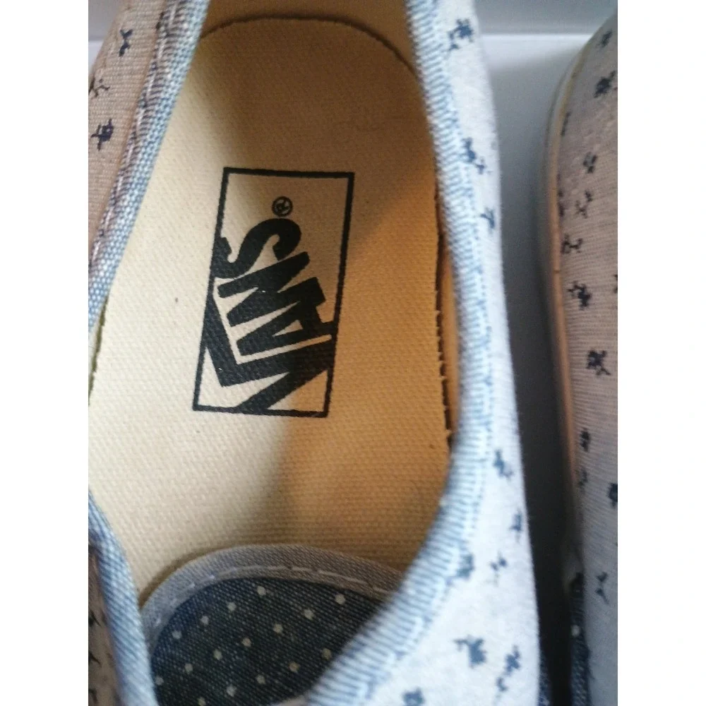 Vans Blue Polka A Dot Flowers Ankle Sneakers Lace Up Tie Size Wm 7 Cloth